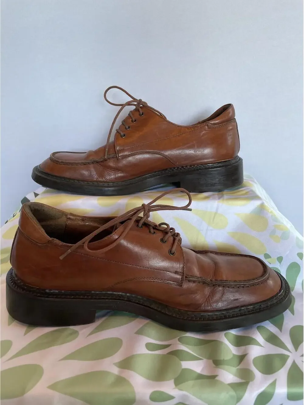 Johnston & Murphy Men's Brown Italian Leather Oxford US 11 Square Toe